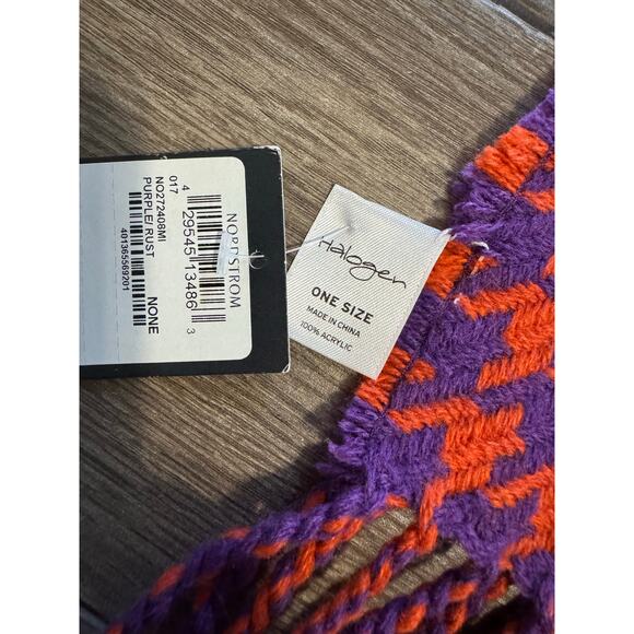 Nordstrom Halogen Purple Rust Knit Scarf NWT - Picture 3 of 4